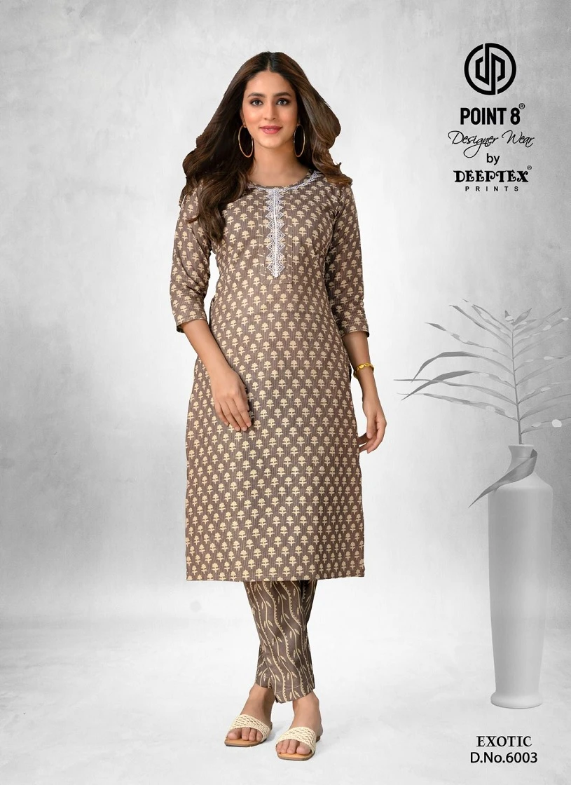 Deeptex  Exotic Vol 6 Kantha Cotton Wholesale Kurti With Pant Catalog